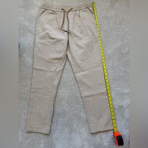Peter England Light Beige Pinstripe Drawstring Chinos